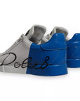 Dolce & Gabbana White Blue Logo Portofino Sneakers Shoes