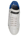 Dolce & Gabbana White Blue Logo Portofino Sneakers Shoes