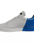 Dolce & Gabbana White Blue Logo Portofino Sneakers Shoes