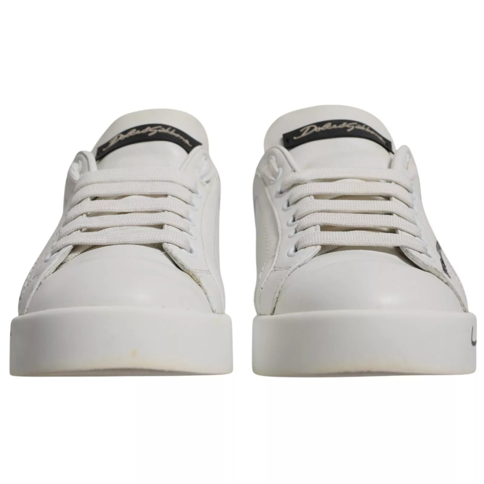 Dolce &amp; Gabbana White Blue Logo Portofino Sneakers Shoes