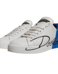 Dolce & Gabbana White Blue Logo Portofino Sneakers Shoes
