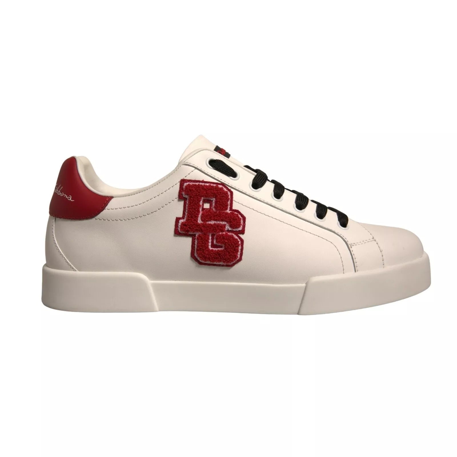 Dolce &amp; Gabbana White Leather DG Logo Low Top Sneaker Shoes