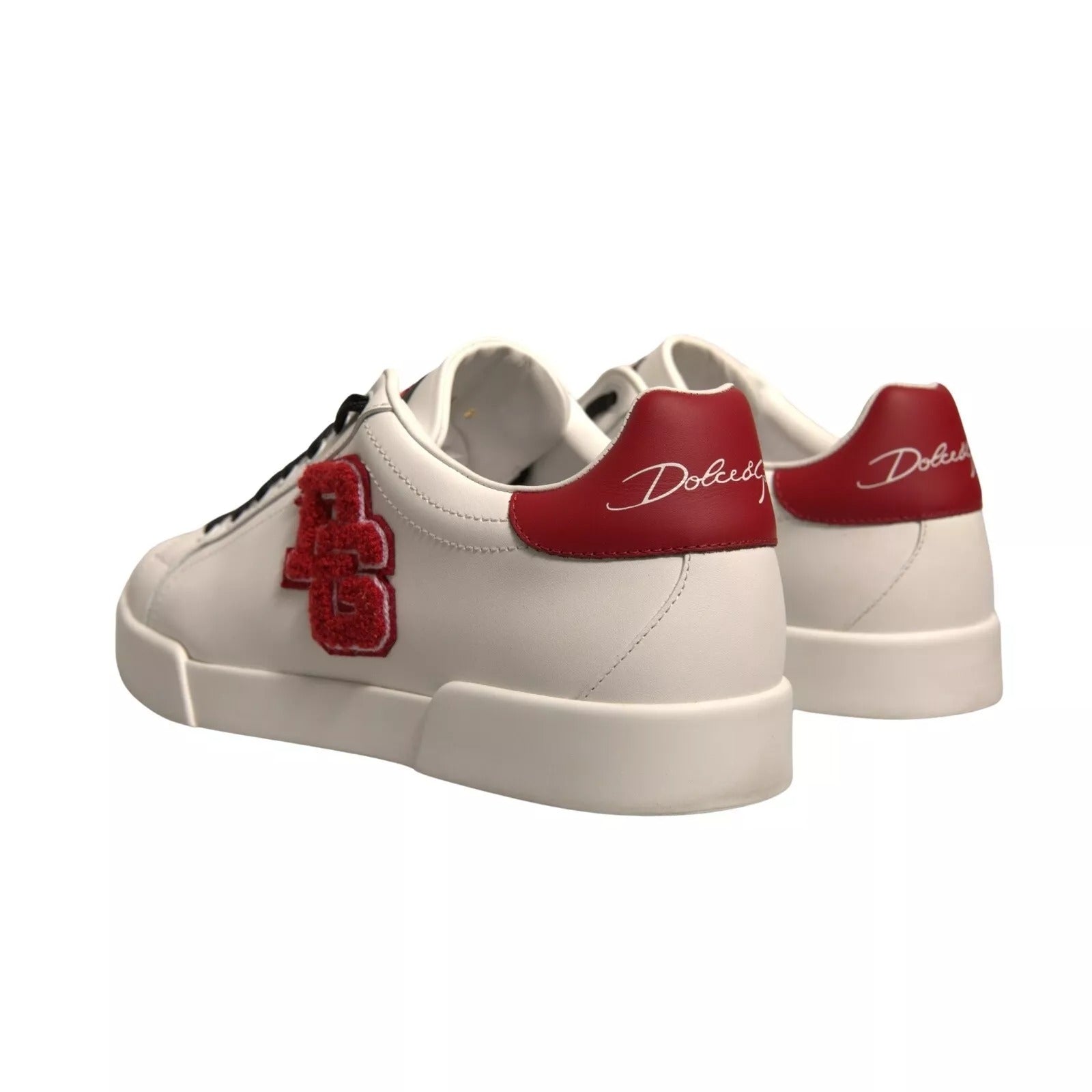 Dolce &amp; Gabbana White Leather DG Logo Low Top Sneaker Shoes