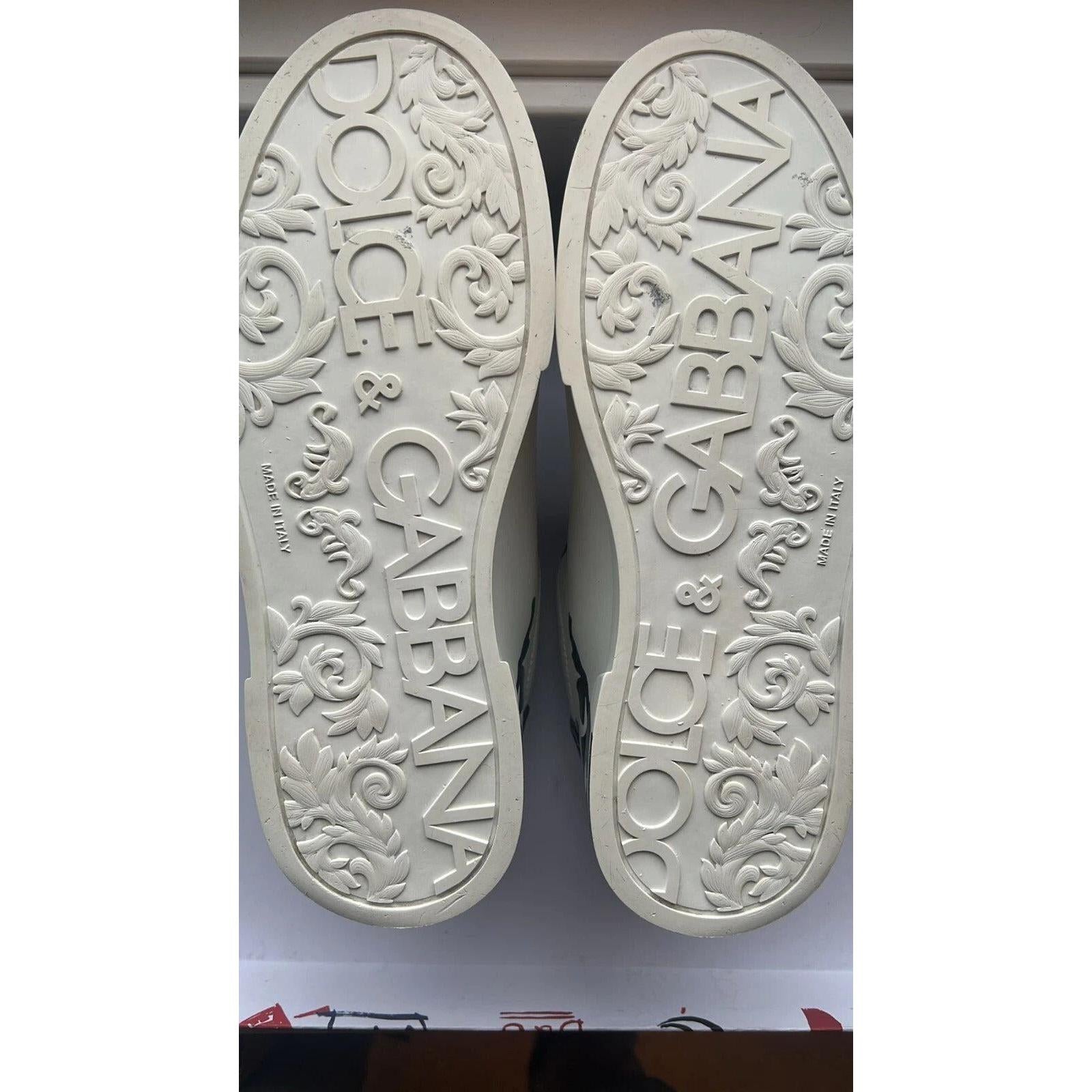 Dolce &amp; Gabbana White Blue Crown Low Top Men Sneakers Shoes