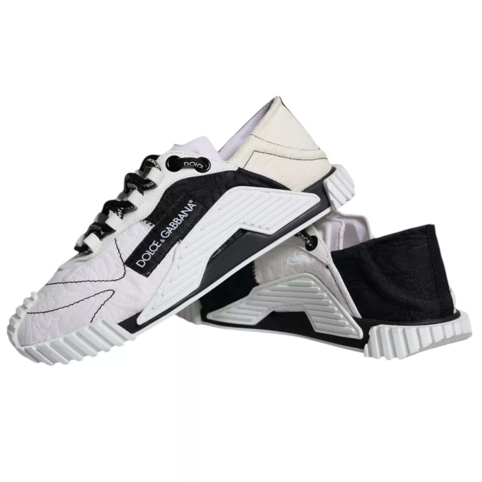 Dolce &amp; Gabbana White Black Low Top NS1 Sneakers Shoes