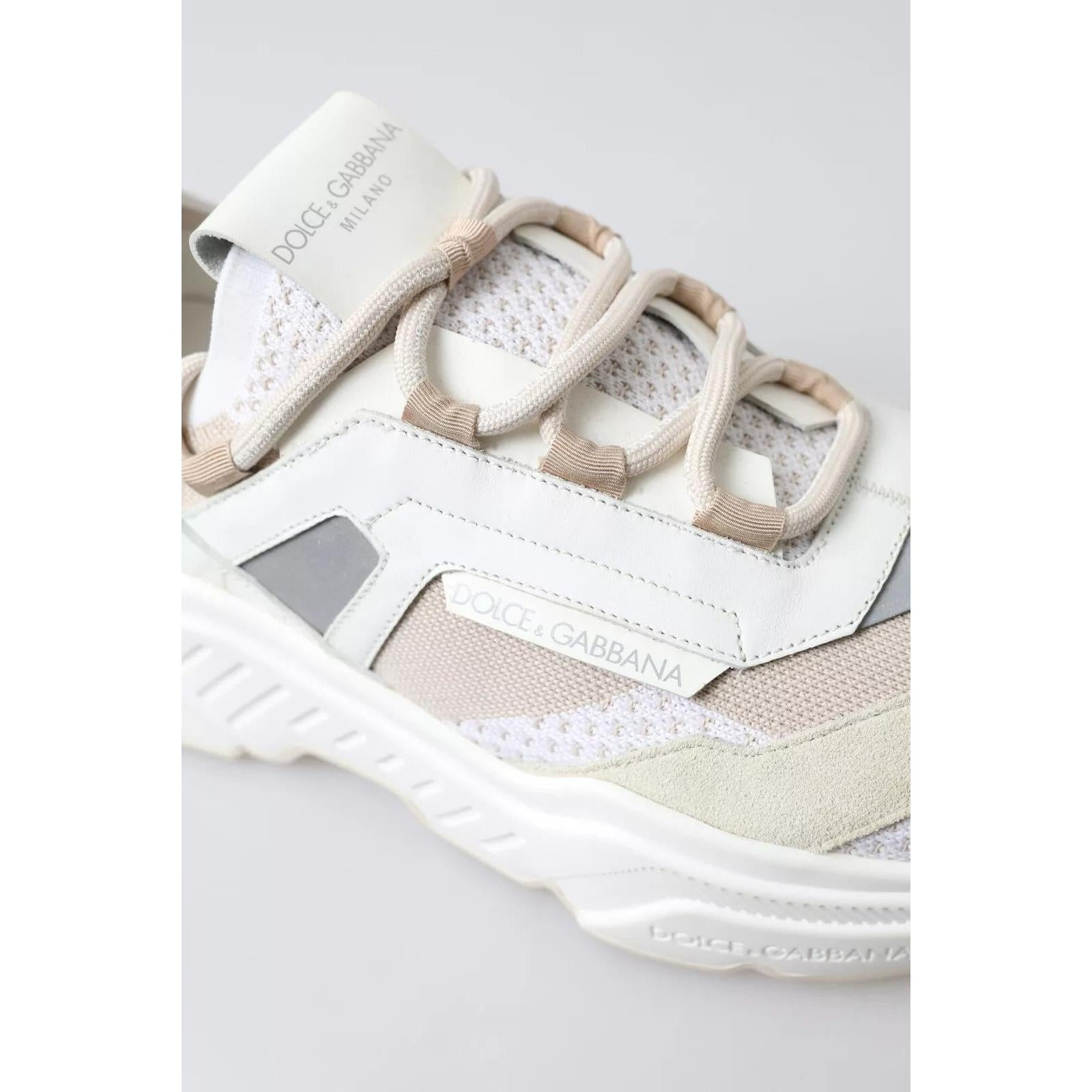Dolce &amp; Gabbana Sneakers White Beige Leather Sport DAYMASTER Shoes