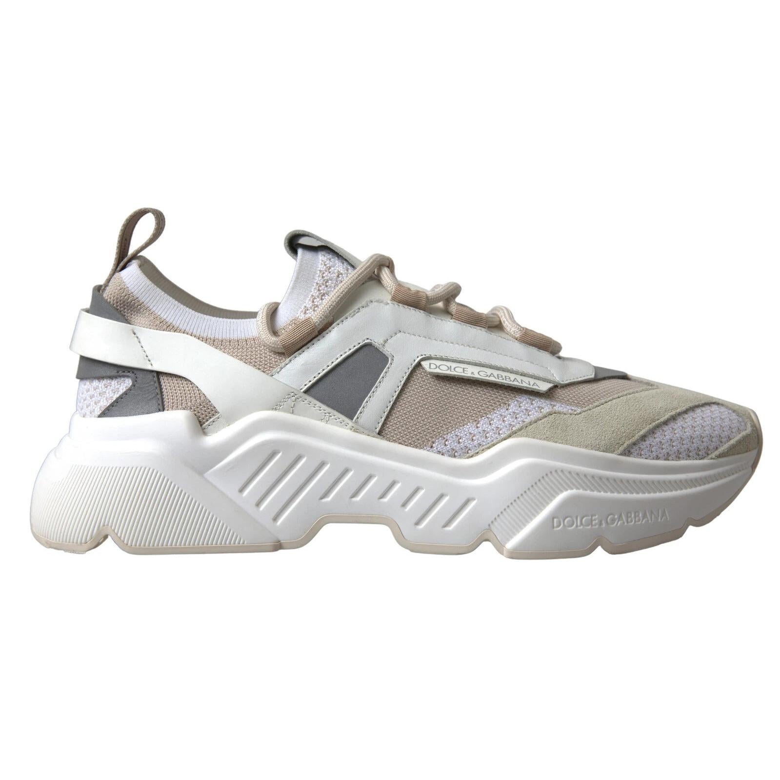 Dolce &amp; Gabbana Sneakers White Beige Leather Sport DAYMASTER Shoes