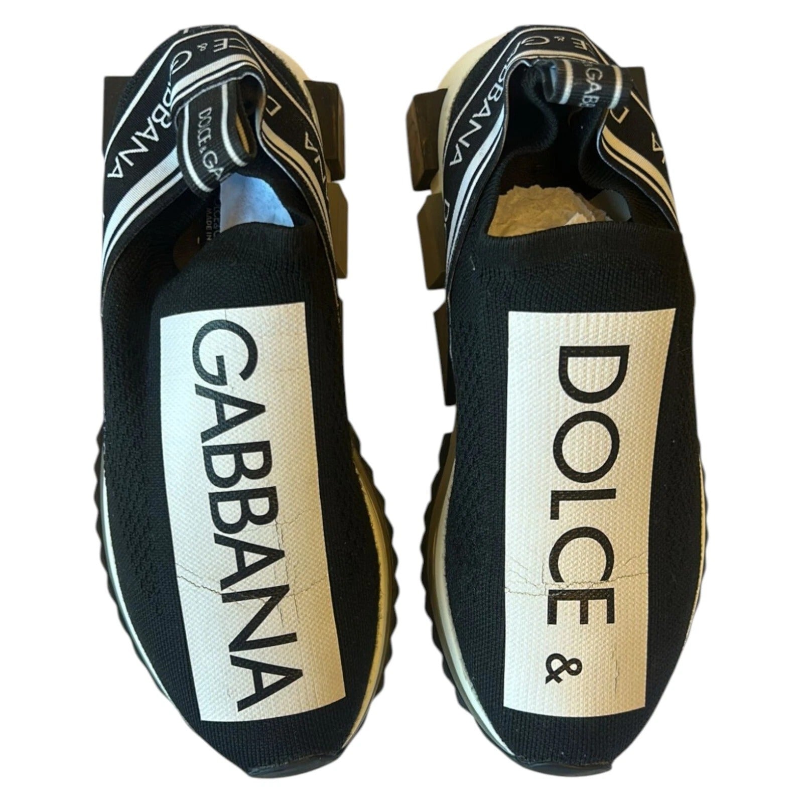 Dolce &amp; Gabbana Black White Slip On Sorrento Sneakers Shoes