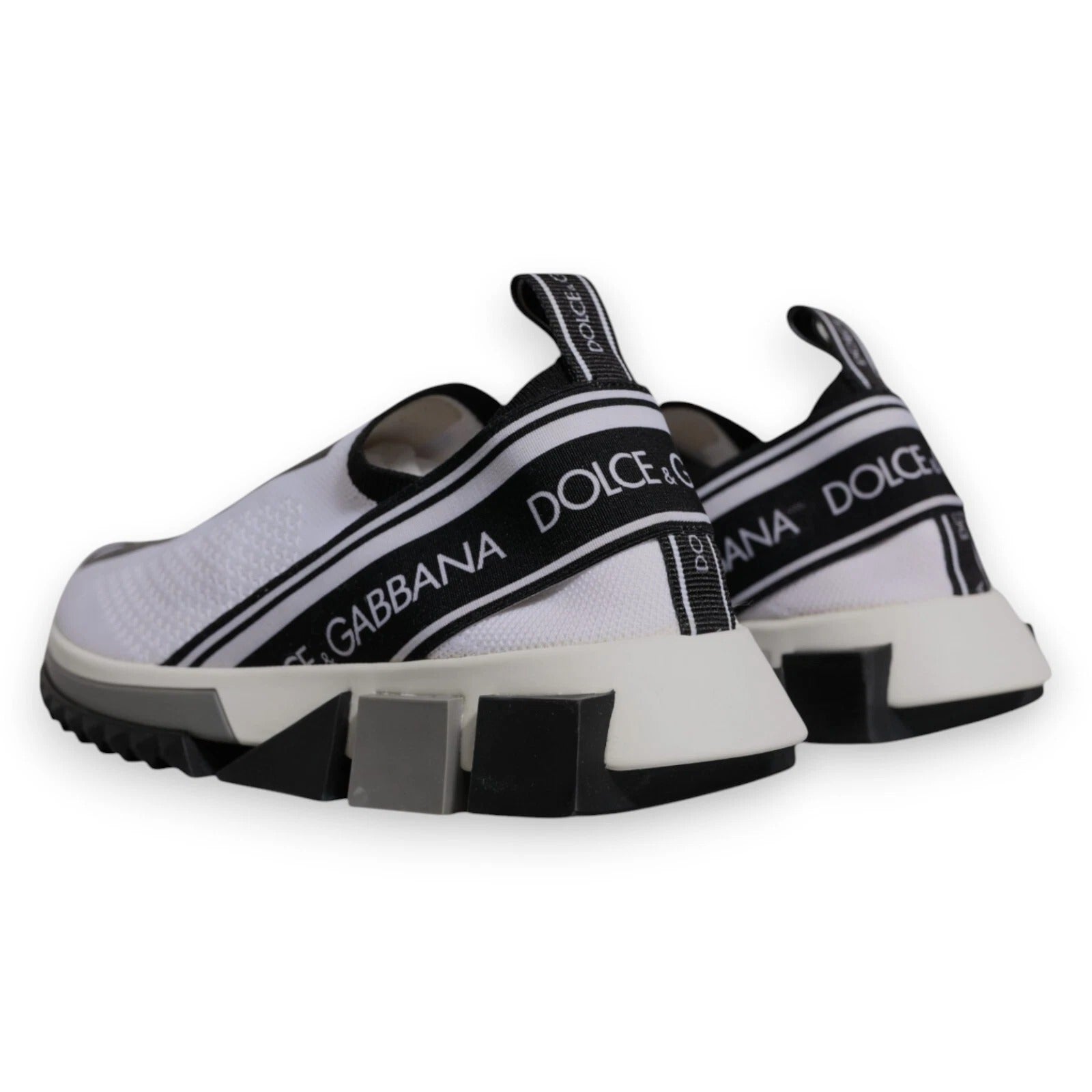 Dolce &amp; Gabbana White Black Slip On Sorrento Sneakers Shoes