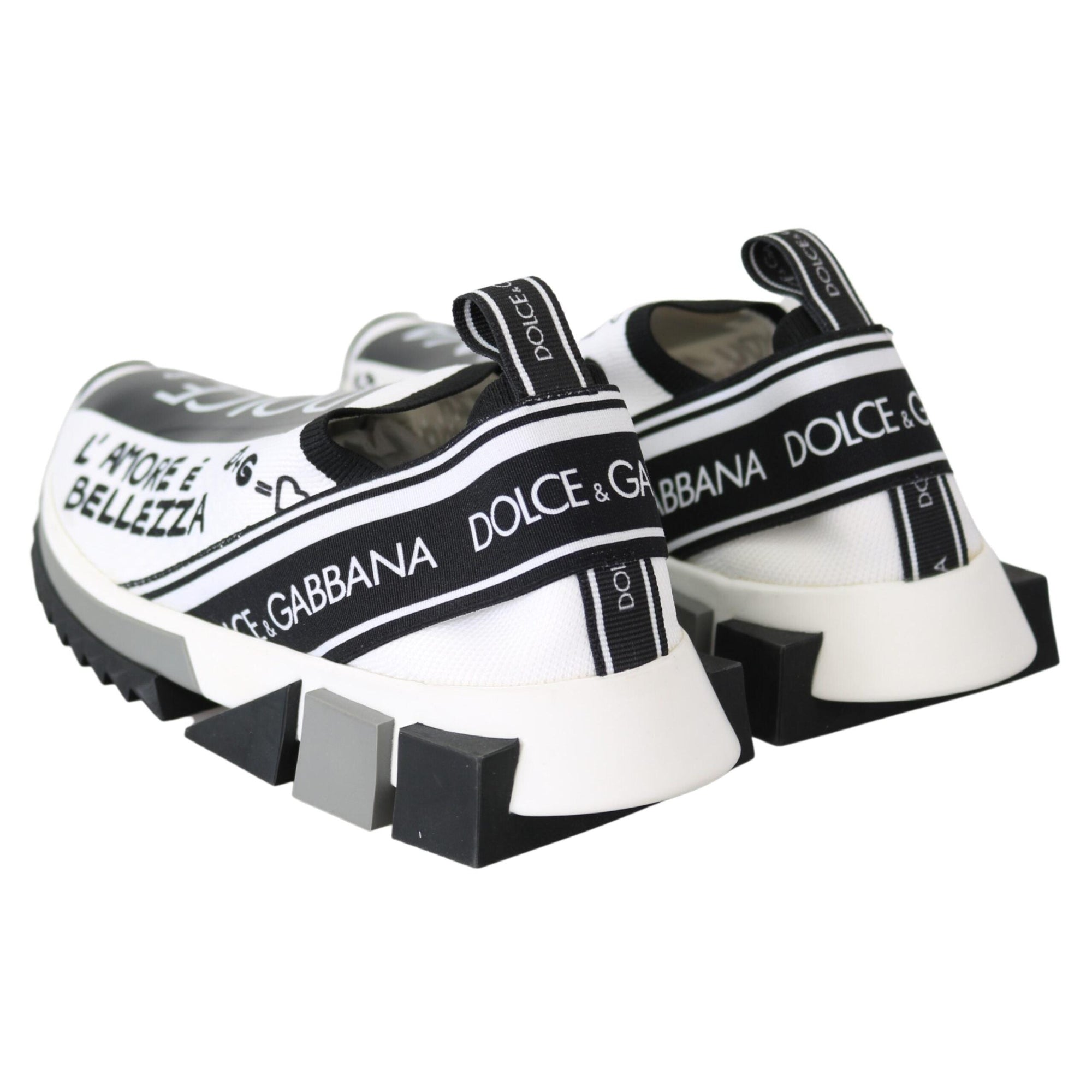 Dolce &amp; Gabbana White Black Slip On Sorrento Sneakers