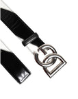 Dolce & Gabbana Black White Leather DG Metal Buckle Belt