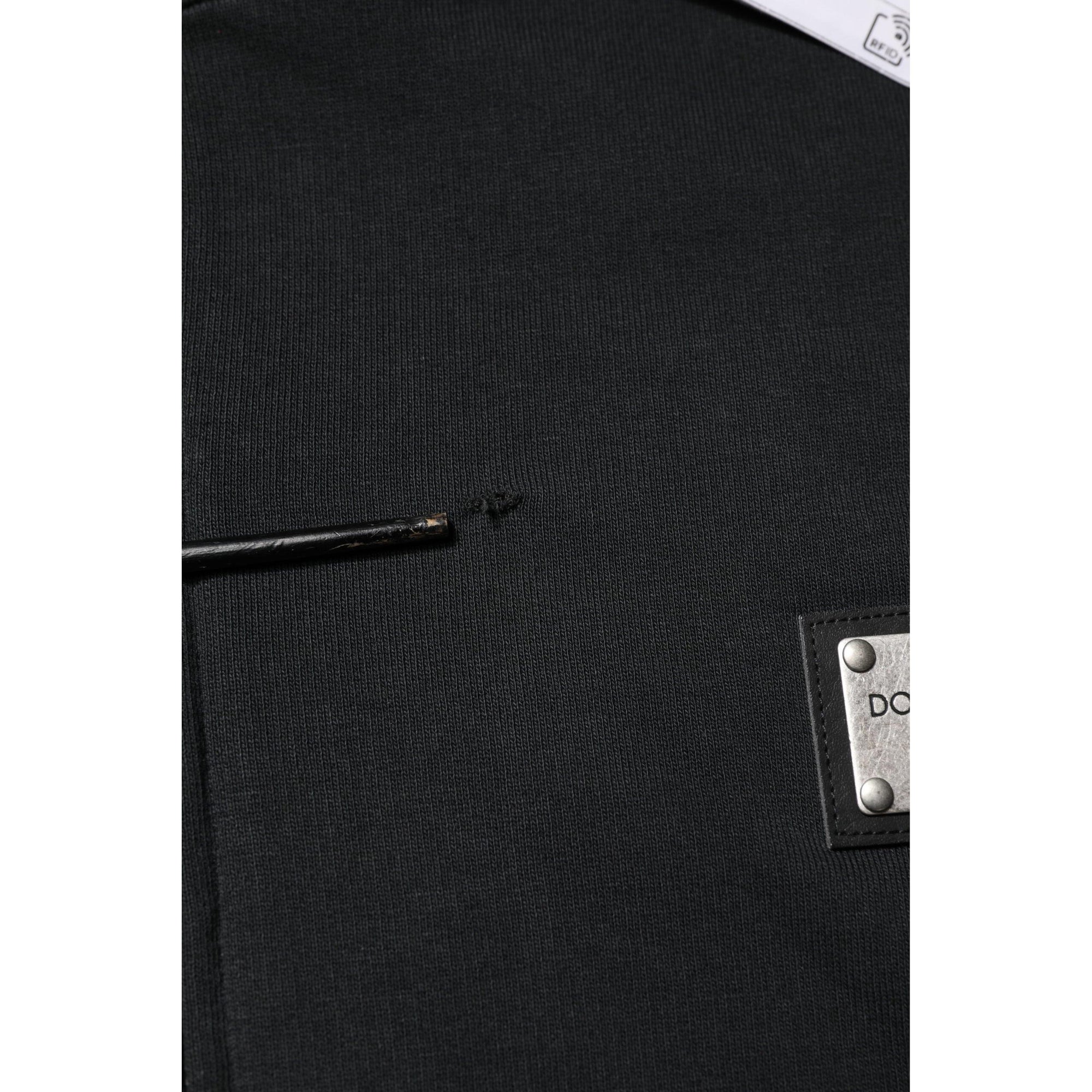 Dolce &amp; Gabbana Black Logo Full Zip Hooded Men Sweatshirt Sweater