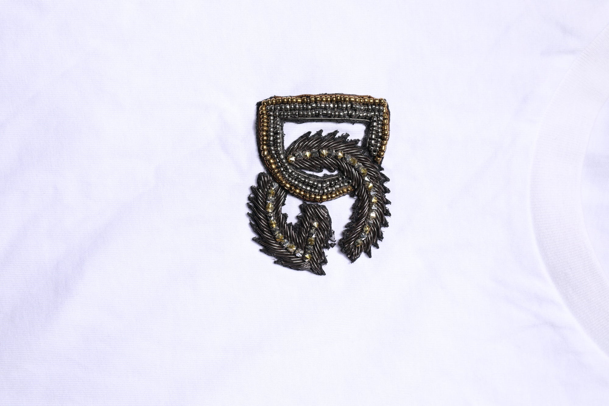 Dolce &amp; Gabbana White Logo Embroidery Crew Neck T-shirt