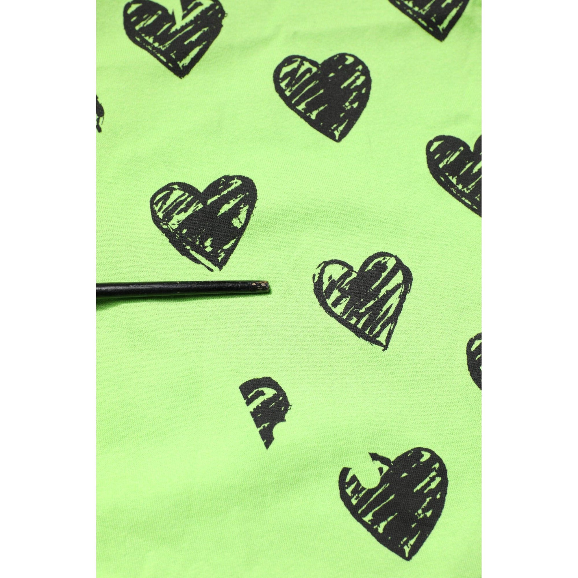 Dolce &amp; Gabbana Green Heart Print Cotton Crew Neck T-shirt