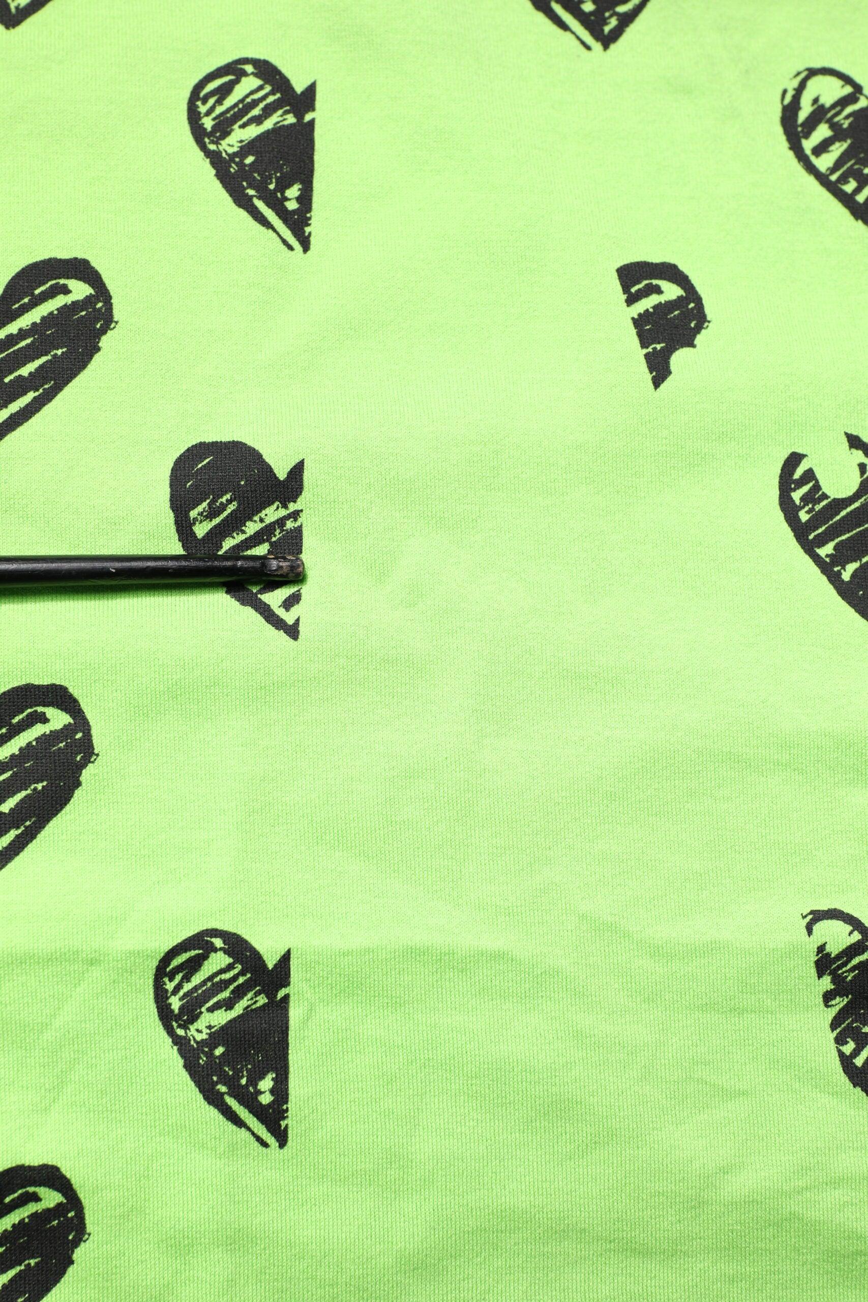 Dolce &amp; Gabbana Green Heart Print Cotton Crew Neck T-shirt