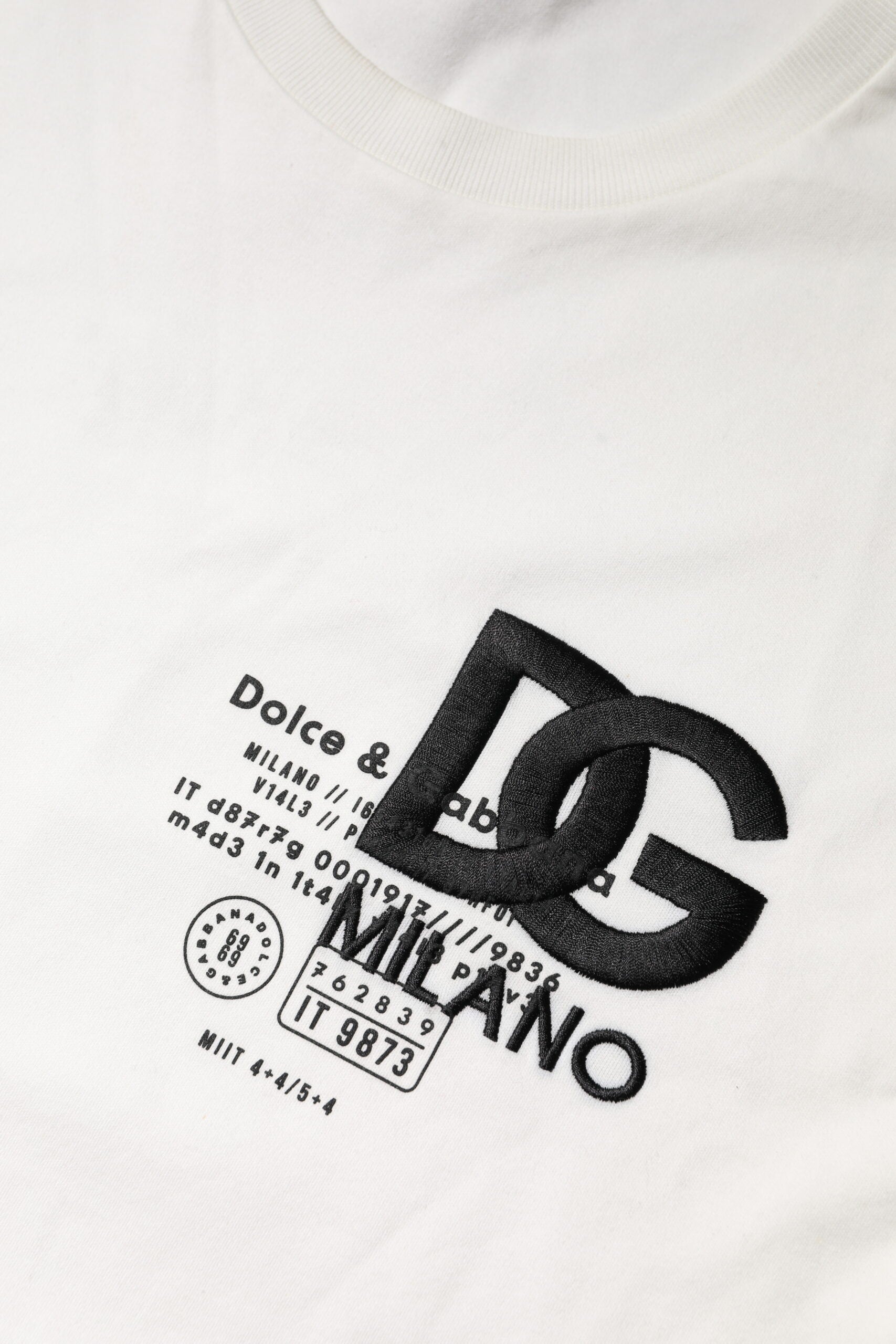Dolce &amp; Gabbana White Cotton DG Embroidery Round Neck T-shirt