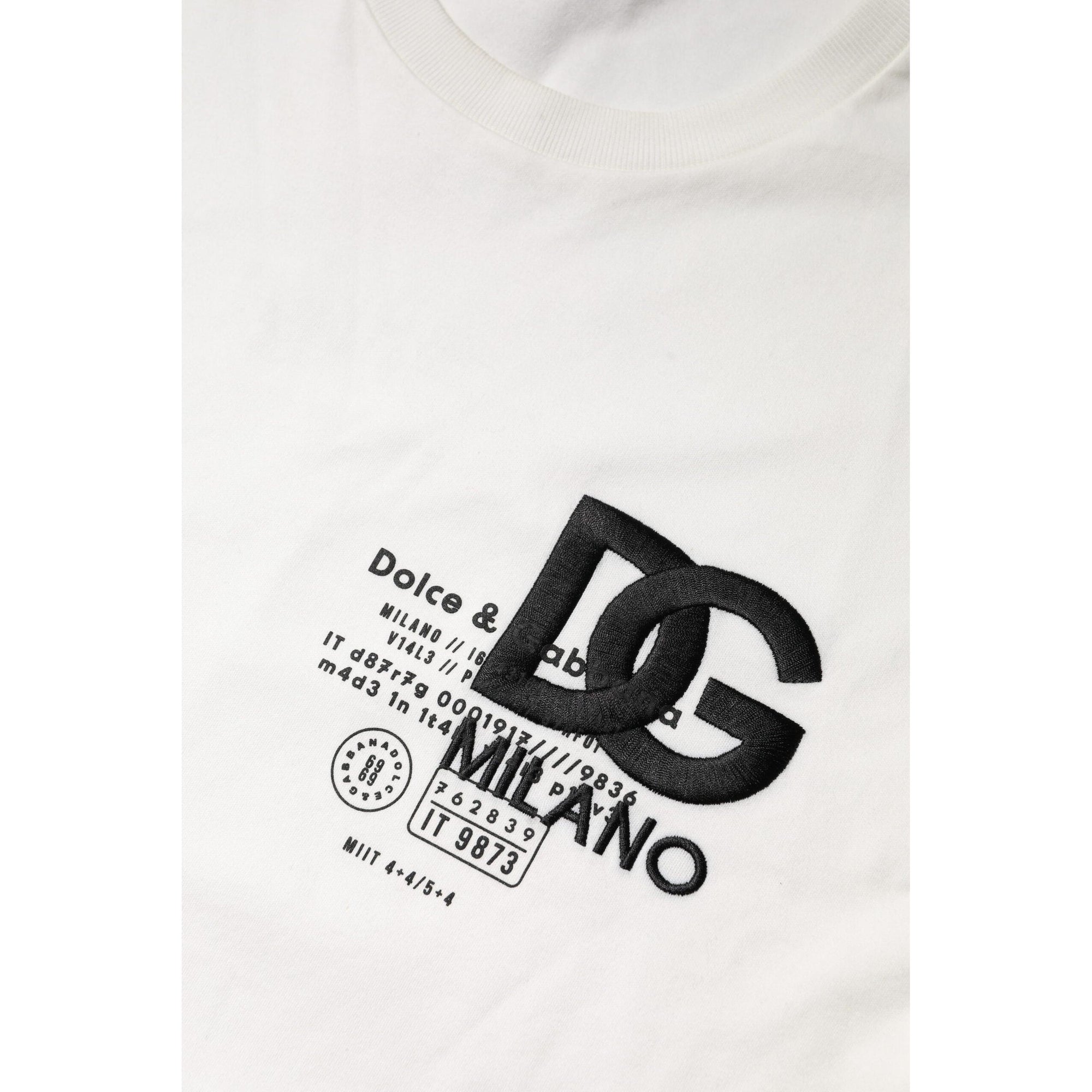 Dolce &amp; Gabbana White Cotton DG Embroidery Round Neck T-shirt