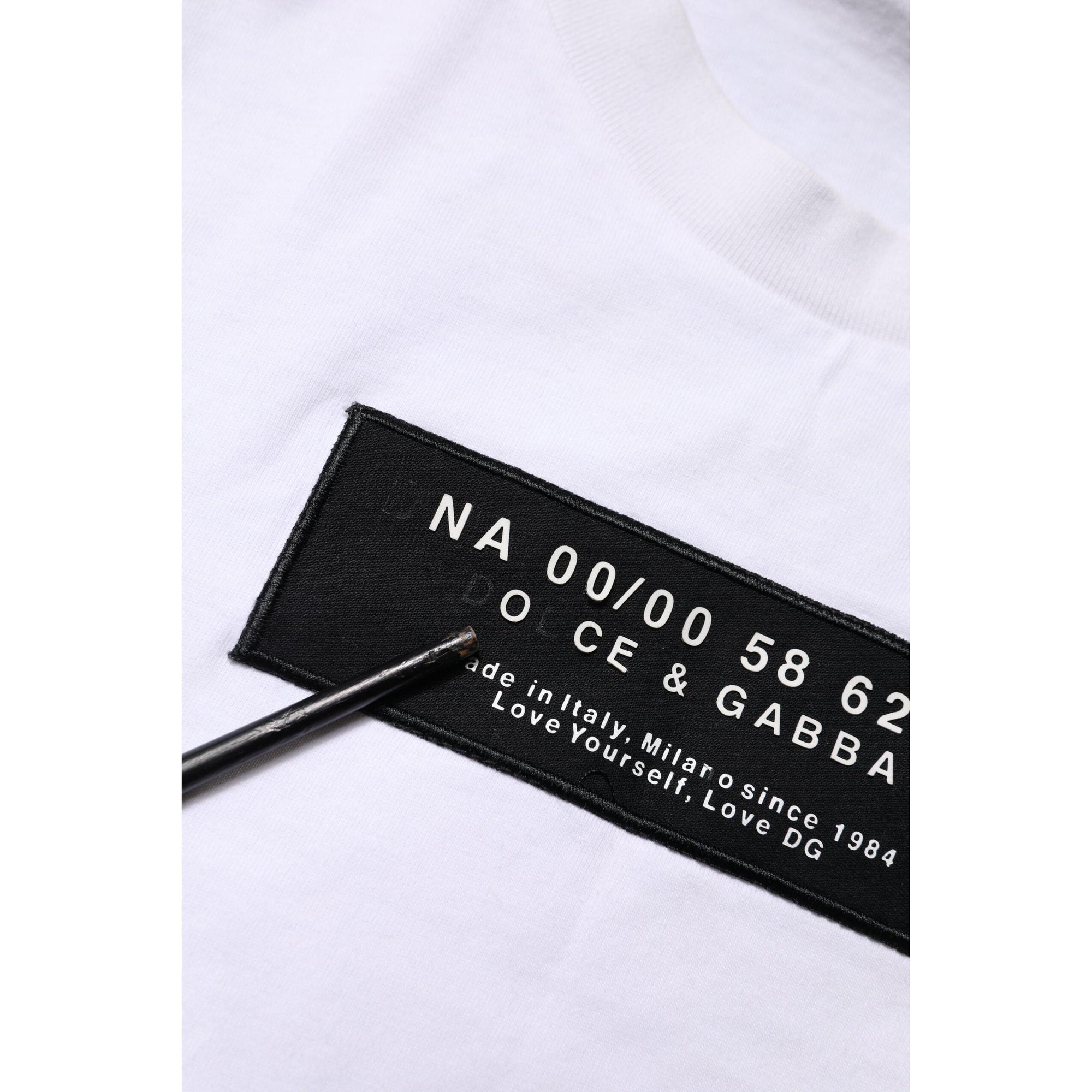 Dolce &amp; Gabbana White Cotton Logo Patch Crew Neck T-shirt