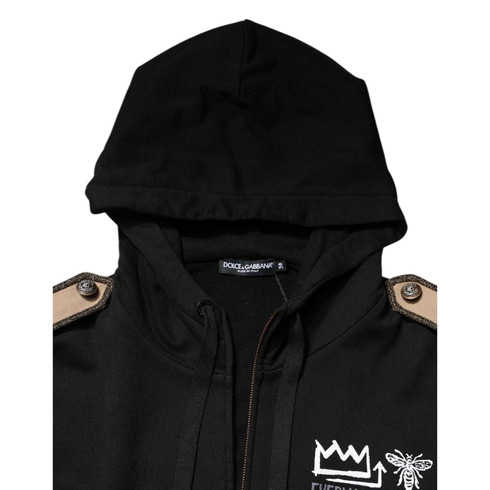 Dolce &amp; Gabbana Black Logo Hooded Full Zip Sweatshirt Jacket