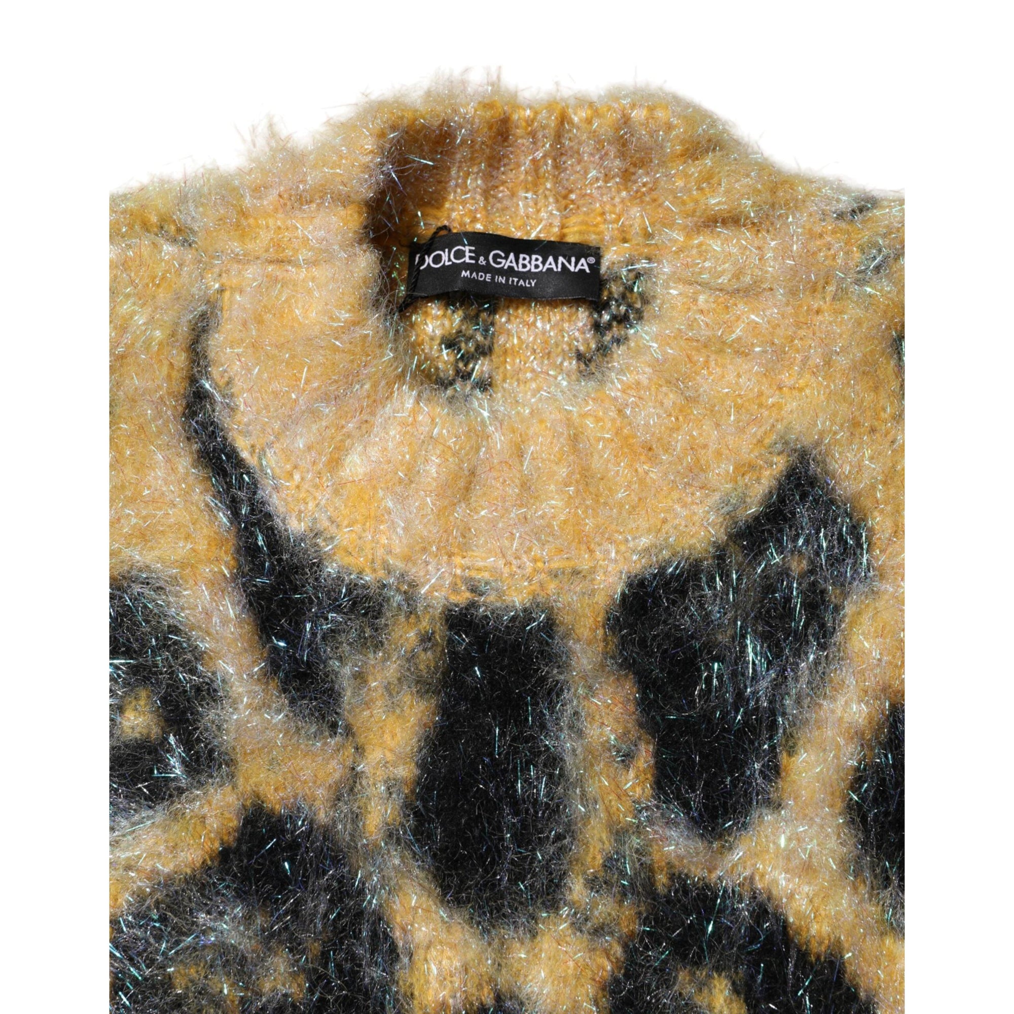 Dolce &amp; Gabbana Multicolor Leopard Mohair Crew Neck Sweater