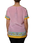 Dolce & Gabbana Pink Araneine Siciliana Short Sleeves Top