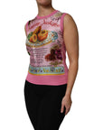 Dolce & Gabbana Pink Silk Araneine Siciliana Sleeveless Top