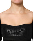 Dolce & Gabbana Black Viscose Long Sleeves Fitted Blouse Top