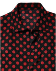 Dolce & Gabbana Black Red Polka Dot Silk Long Sleeves Top