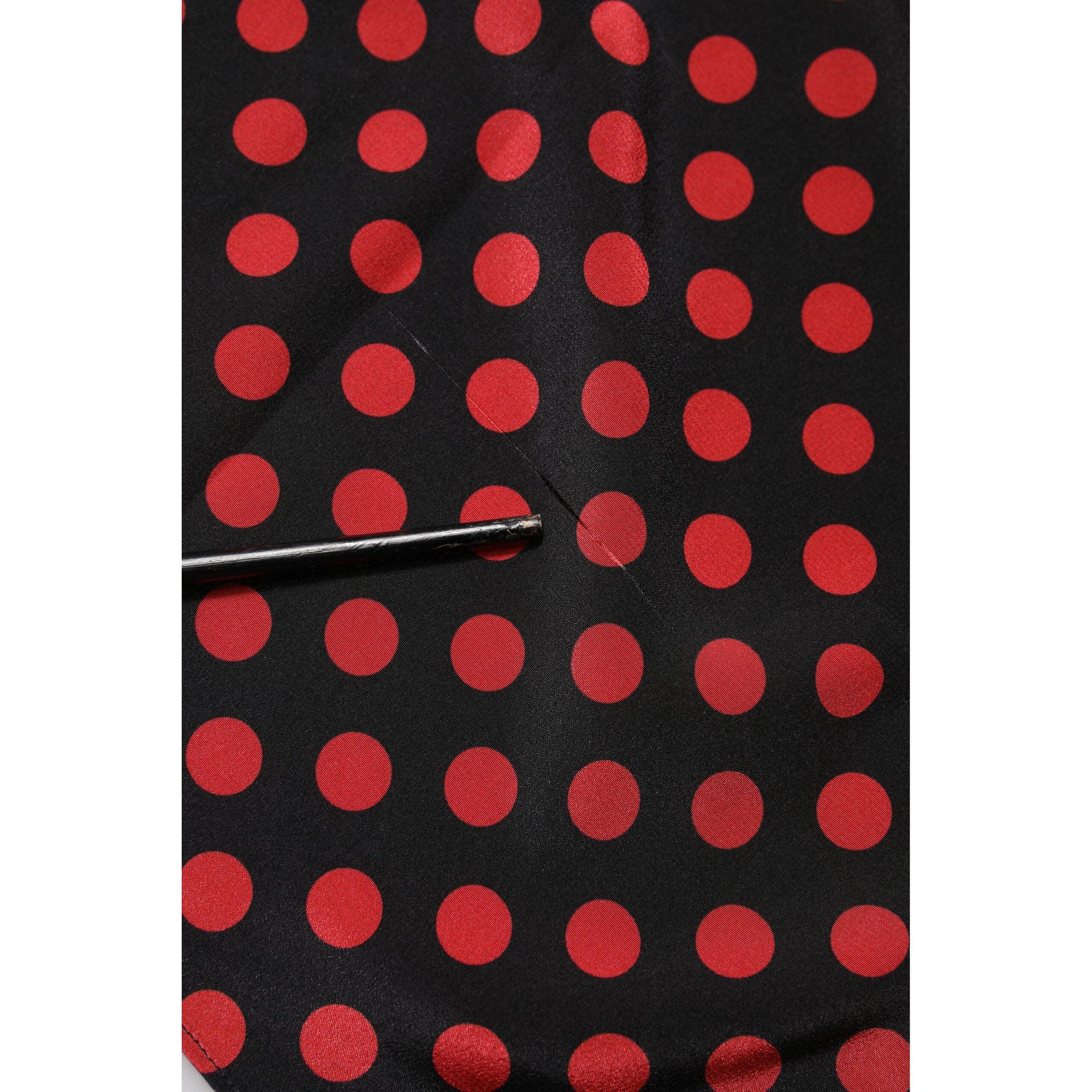 Dolce &amp; Gabbana Black Red Polka Dot Silk Long Sleeves Top