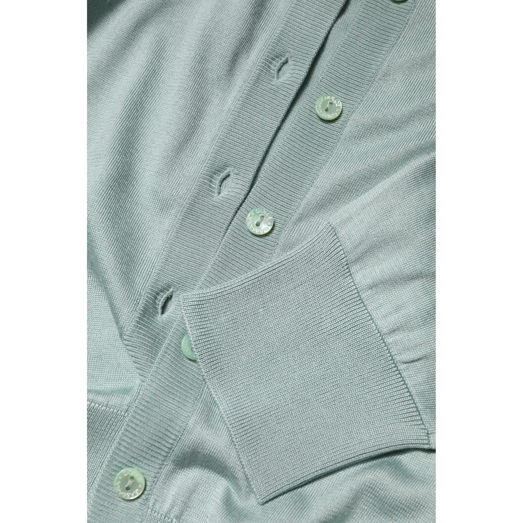 Dolce &amp; Gabbana Light Green Silk Button Down Cardigan Sweater