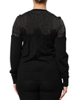 Dolce & Gabbana Black Viscose Lace Buttoned Cardigan Sweater