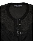Dolce & Gabbana Black Viscose Lace Buttoned Cardigan Sweater