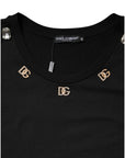Dolce & Gabbana Black DG Embellished Sleeveless Tank Top