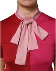 Dolce & Gabbana Pink Short Sleeves Buttoned Ascot Collar Top