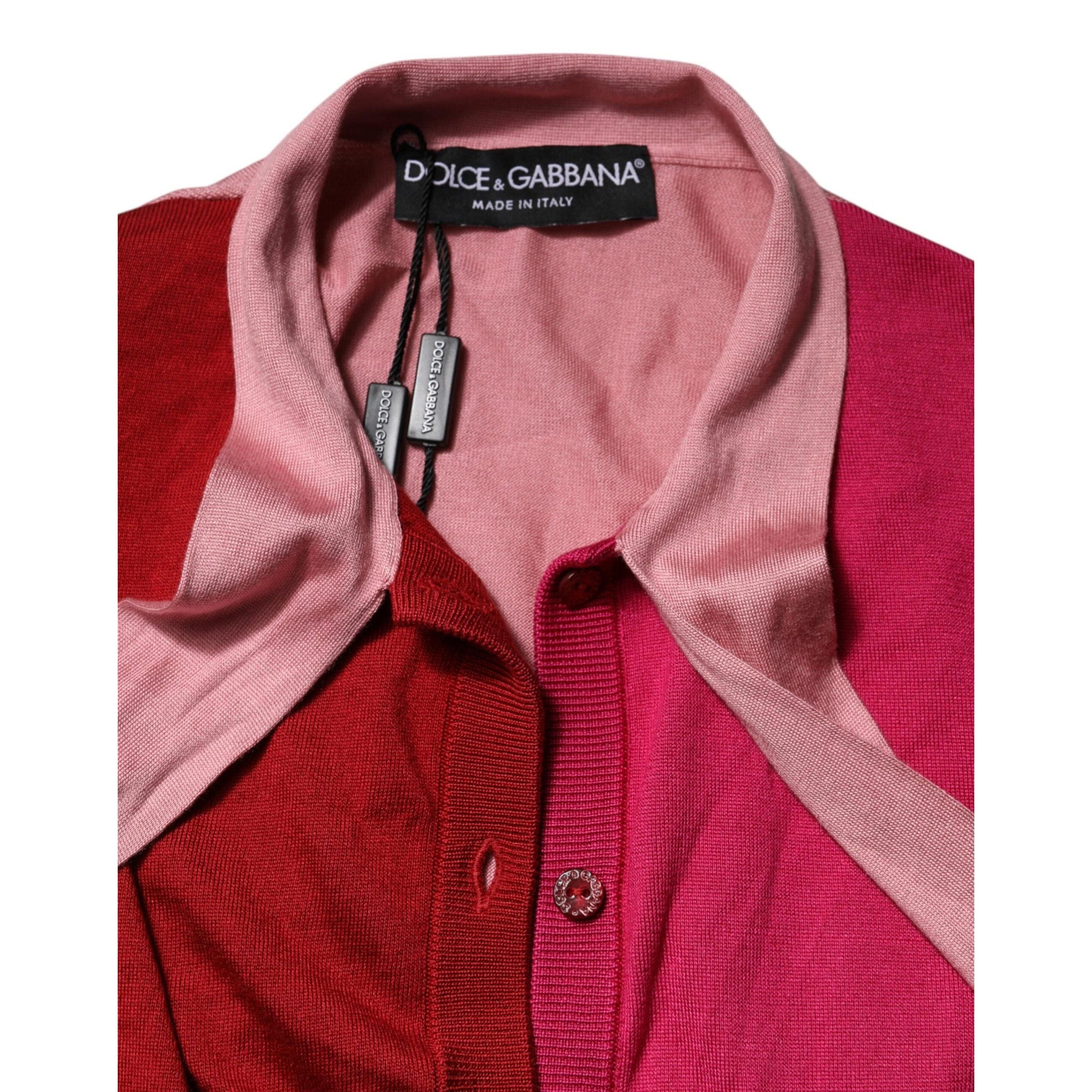 Dolce &amp; Gabbana Pink Short Sleeves Buttoned Ascot Collar Top