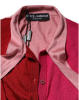 Dolce & Gabbana Pink Short Sleeves Buttoned Ascot Collar Top