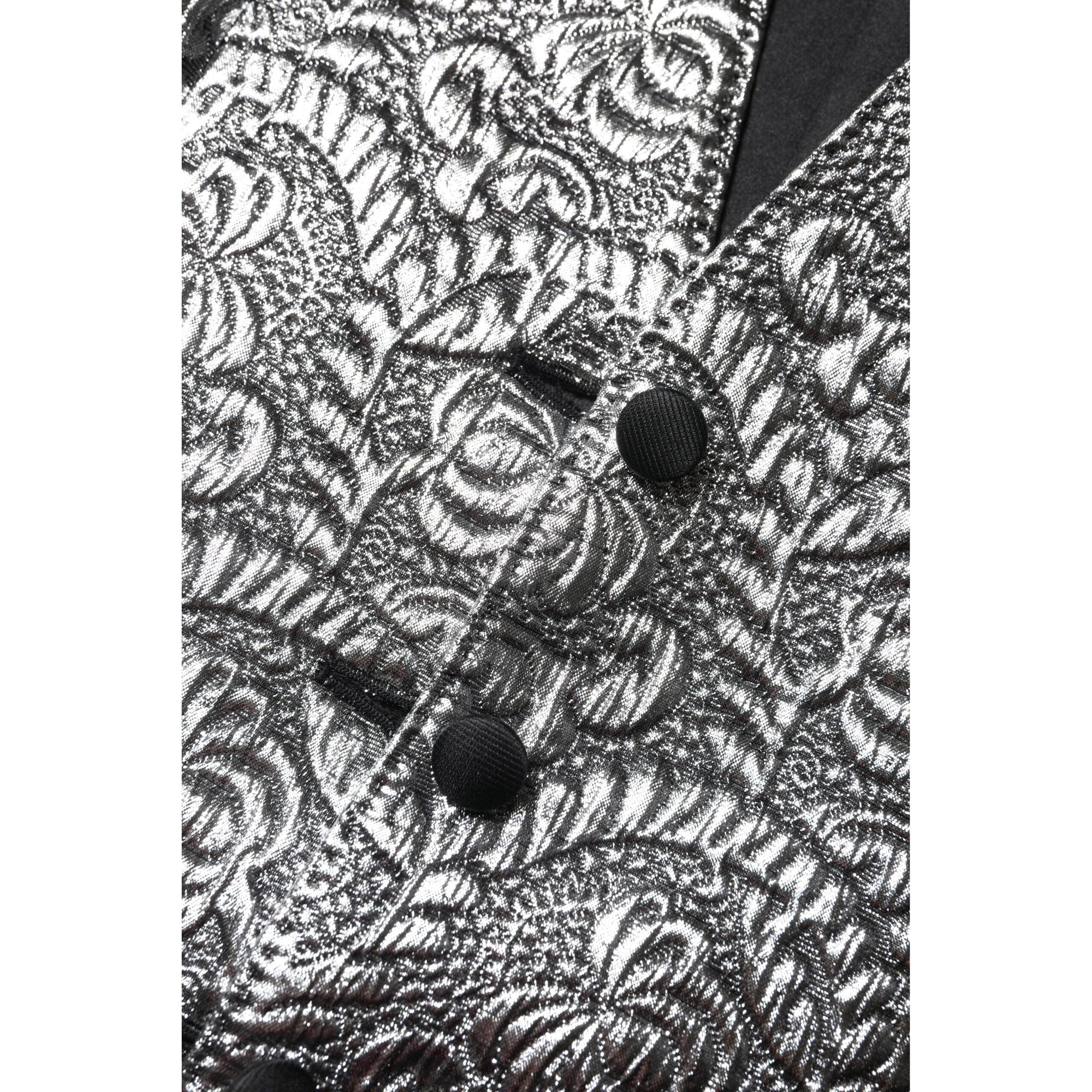 Dolce &amp; Gabbana Silver Floral Jacquard Sleeveless Vest Top