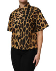 Dolce & Gabbana Brown Leopard Short Sleeve Collared Polo Top