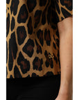 Dolce & Gabbana Brown Leopard Short Sleeve Collared Polo Top