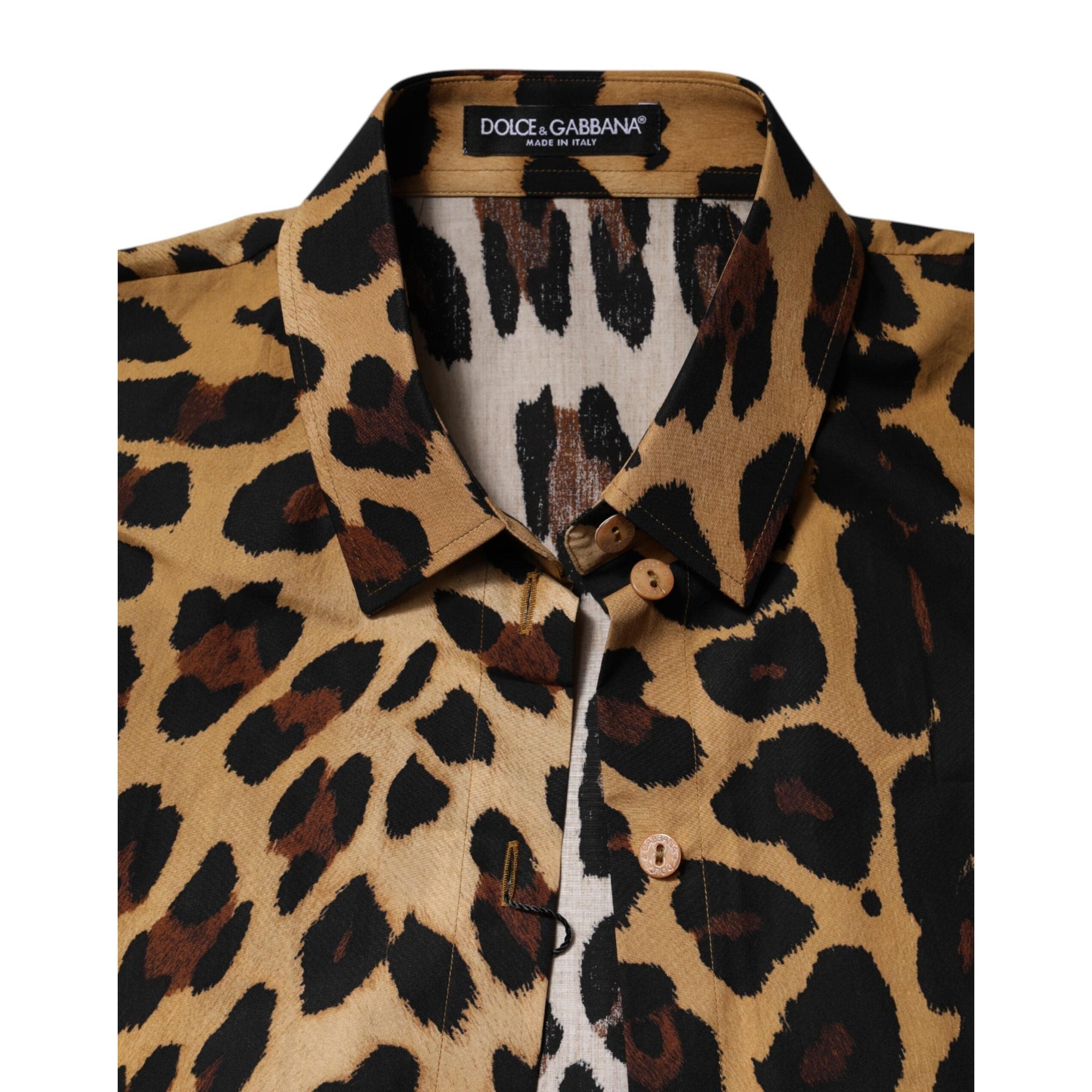 Dolce &amp; Gabbana Brown Leopard Short Sleeve Collared Polo Top