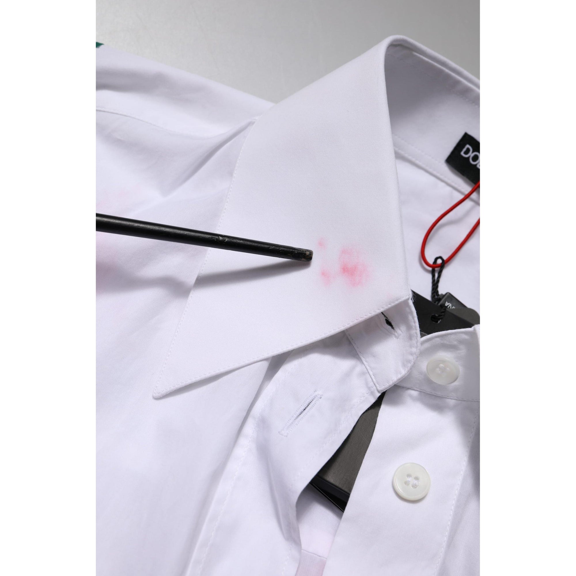 Dolce &amp; Gabbana White Cotton Floral Appliques Dress Shirt Top