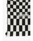 Last Frame Checked Knitted Tote Bag with Faux Leather Shoulder Strap