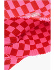 Last Frame Checked Knitted Tote Bag with Faux Leather Shoulder Strap