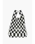 Last Frame Knitted Checked Mini Tote Bag with Faux Leather Shoulder Str