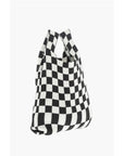 Last Frame Knitted Checked Mini Tote Bag with Faux Leather Shoulder Str