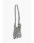 Last Frame Knitted Checked Mini Tote Bag with Faux Leather Shoulder Str