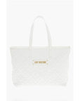 Moschino LOVE Quilted Faux Leather Tote Bag with Metal Logo