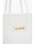 Moschino LOVE Quilted Faux Leather Tote Bag with Metal Logo