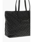 Moschino LOVE Quilted Faux Leather Tote Bag with Metal Logo