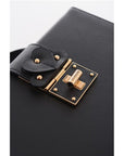 Moschino LOVE Leather Briefcase Bag with Turn Lock Closure